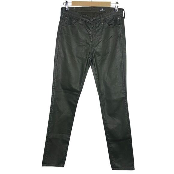 AG Adriano Goldschmied Prima Pants Womens 29x32 (Tag 27) Green Faux Leather NEW - Picture 1 of 10